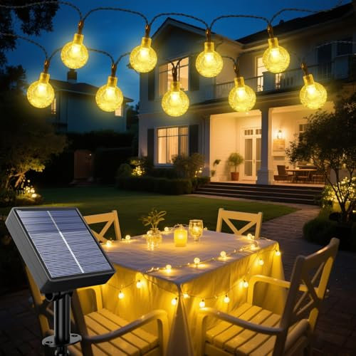 Electight Guirnaldas Luces Exterior Solares, 10M 100LED Guirnalda Luce Solar, 8 Modes Interior y Exterior Cadena de Luces Solar para Jardín, Patio, Fiesta (Amarillo Cálido)