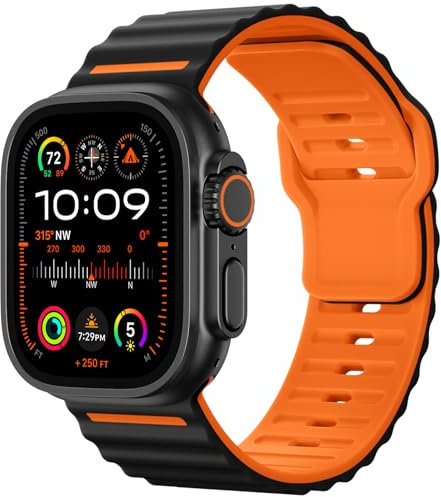 Mastten Sports Straps Compatible with Apple Watch Ultra Strap 49mm 46mm 45mm 44mm 42mm Men - Waterproof Breathable Soft Silicone Band for iWatch Ultra 2 Series 10 9 8 7 SE 6 5 4 3 2 1