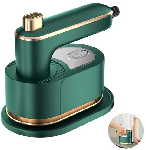 GothicBride Mini Dampfbügeleisen, Reise Bügeleisen Dampfbügeleisen Reise, Reisebügeleisen Mini Leicht Keramik Antihaft Bügelsohle mit 50ml Wassertank für Zuhause und Reisegebrauch(Grün)