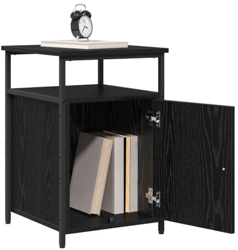 vidaXL Bedside Cabinet Black oak Engineered Wood