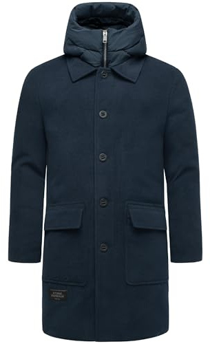 STONE HARBOUR Herren Wintermantel in Wollmantel-Optik langer gefütterter Trenchcoat mit herausnehmbaren Inlay Thiagoo XX S-3XL
