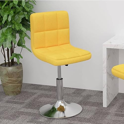 Yunovire Drehbarer Barhocker Gelb Stoff, Modern Design, Höhenverstellbar, 360° Drehbarer Barstuhl mit Verchromtem Stahlfuß, Bequeme Sitzgelegenheit für Küche, Insel, Esszimmer
