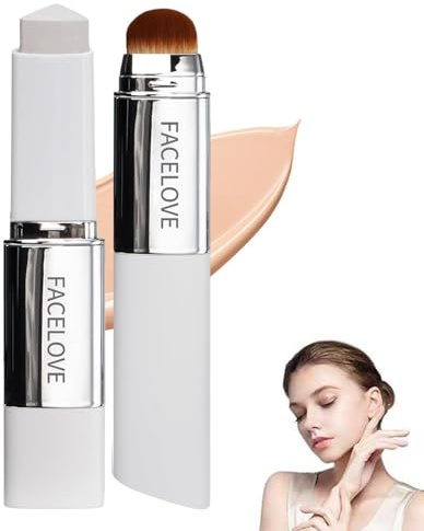 Facelove Foundation Stick mit Pinsel, 2026 Facelove Veränderbares Foundation-duo mit lsf 15, 12 Stunden Halt und Natürlicher, Feuchtigkeitsspendender, Lang Anhaltender für Alle Hauttypen (weiß)