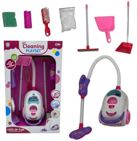 FAMBIZ Kids Toy Vacuum Cleaner, Children Cleaning Playset, Pretend Play, Parent-Child Interaction, Sound Effect, Lightweight, Hand-Eye coordination, Compact And Portable, Easy To Play,