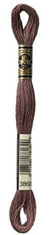 DMC 117-3860 Mouline Stranded Cotton Six Strand Embroidery Floss Thread, Cocoa, 8.7-Yard