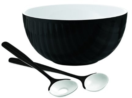 guzzini 24840010 nero set da insalata insalatiera posate 'mirage' san 25x13xh25cm 3000cc