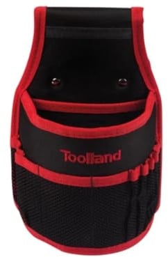 Toolland Porta chiodi e porta attrezzi per cintura, nylon, con tasche e passanti, nero/rosso