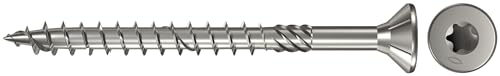 fischer Power-Fast FPF-ST 5, 0 x 60 A4P - Spanplattenschrauben mit Teilgewinde und Senkkopf, zur Befestigung von Tragenden Bauteilen in Holz, Nicht Rostender Stahl- 200 Stück - Art.-Nr. 40566