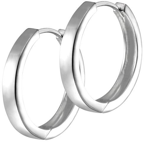 Vinani Damen Ohrringe 925 Silber - Klapp-Creolen Ohrring Set für Frauen aus 925 Sterling Silber rund schmal glänzend CGG