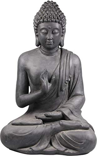 Figur Buddha sitzend mt Handgeste - für Haus und Garten - Höhe 73 cm - schwarz