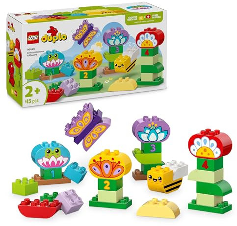 LEGO Duplo Le Jardin Créatif et Les Fleurs - Jouet Interactif Montessori dès 2 Ans - Jeu à Empiler - Fleurs & Briques avec Chiffres pour Développer la Motricité Fine 10444
