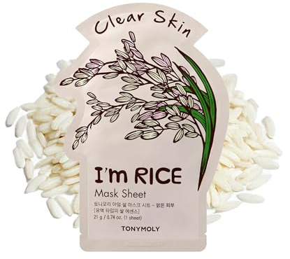 TONYMOLY I’m Rice Sheet Mask – Korean Skincare Face Mask for Hydration, Brightening & Soothing – Moisturizing Facial Mask with Rice Extract & Vitamin Essence for Radiant, Healthy Skin