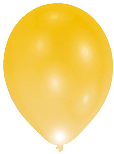 Amscan 9904053 - 5 LED Latexballons Gold, circa 28 cm, Geburtstag, Party, Heliumballon