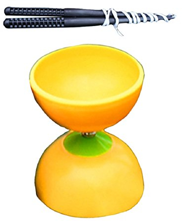 ZHOUBA Lustiges chinesisches YOYO Clutch Professionelles Diabolo Set Metallstäbe String Toys - Gelb