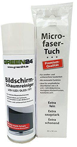 Bildschirm - Schaumreiniger Profi-Set für LCD, LED, OLED, TFT mit Anti-Statik-Schutz, Sprühdose, inkl. hochwertigem Microfaser-Tuch