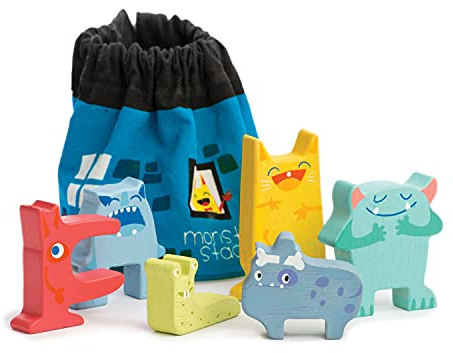 Tender Leaf Toys Stapelspiel Monster (Material Holz, Kinderspielzeug, mit Aufbewahrungsbeutel, Geschicklichkeits Übung) 7508344
