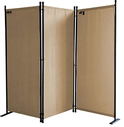 QUICK STAR Paravento da Giardino 170 x 165 cm 3 parti pieghevole Divisorio in Tessuto Protezione della Privacy Beige