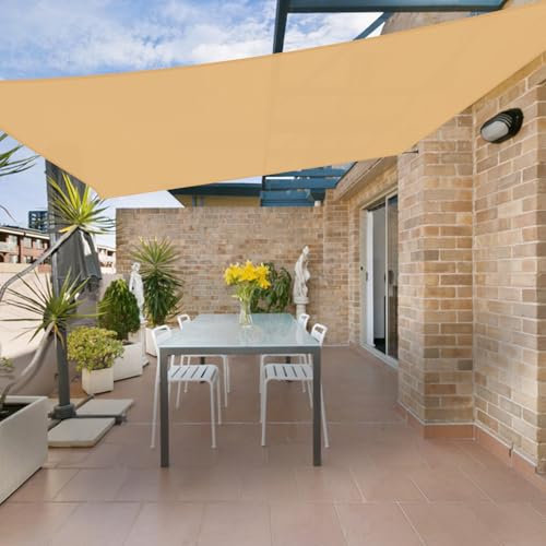 HENG FENG Toldo Vela de Sombra Impermeable Rectangular 2x3m Poliéster Protección Rayos UV Resistente para Terraza Patio Exterior Jardín Color Arena