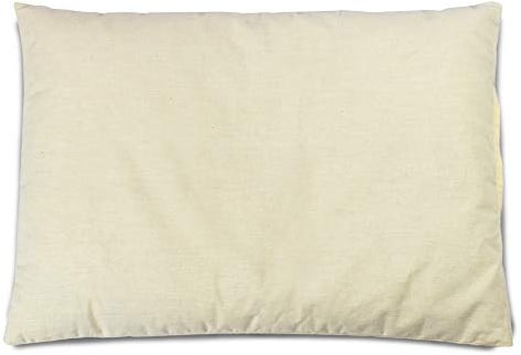 rucomfy Beanbags Organic Buckwheat Husk Bed Pillow in Plain Woven Unbleached 100% Cotton. Breathable Cooling Cushion for Enhanced Sleep. Supportive Pillow to Help Neck Pain. Arrives Filled (43 x 71cm)