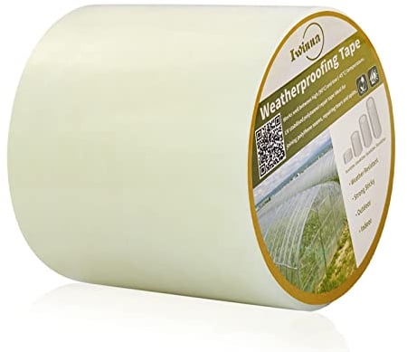 Iwinna Extra Strong Polytunnel Greenhouse Clear Polythene Repair Tape, Clear Waterproof Gardening Farming(25m x 100mm)