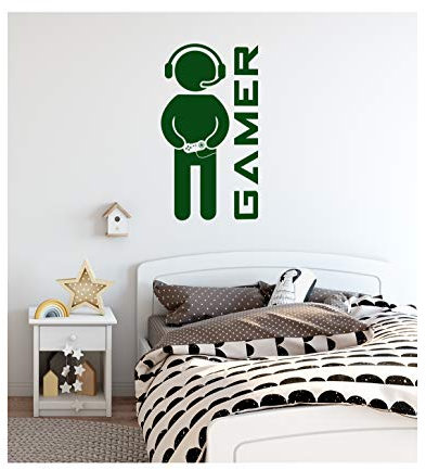 StickerDeen | Computer Gamer - Gaming Kids Children Boys Girls Teenager Bedroom, Man Cave Room Home PC, PS Wall Art Vinyl Decal Sticker Gift | (Large) (Dark Green)