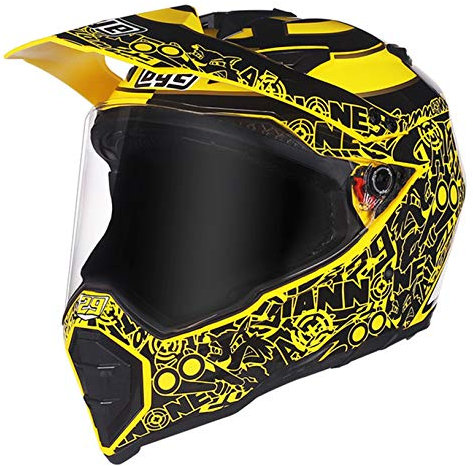 Casque Motocross avec Visière, Noir Jaune, Casque Moto Multifonctionnel Adulte avec Ventilation Réglable, Casque Enduro Intégral Cross pour Quad Downhill Hors Route ATV MX,M