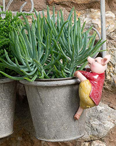 Pot Buddies Beatrix Potter Pigling Bland Figure Plant Pot Hanger - Handmade Garden Ornament - Decorative Flower Planter Figurine