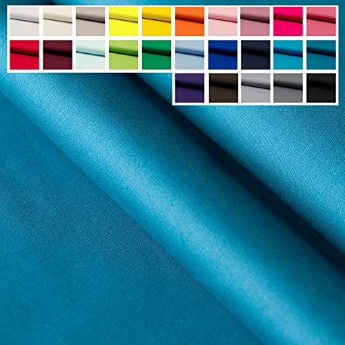 Premium Baumwollstoff Uni Meterware - 100% Baumwolle Einfarbig - Oeko-Tex 100, 145cm Breite, Meterware ab 50 cm Zuschnitt/Länge (Petrol)