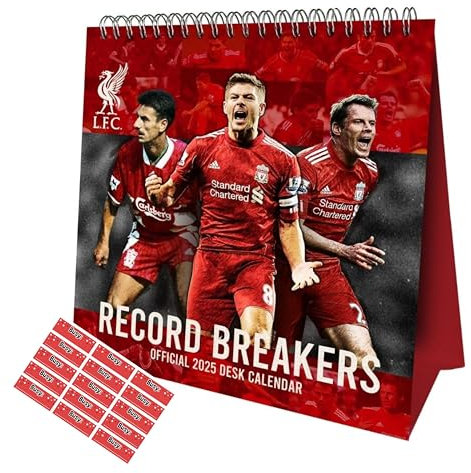 Liverpool Calendar 2026 Desk Flip Easel style Football Calendar Official 2026 Gift Present with Free Organising Stickers