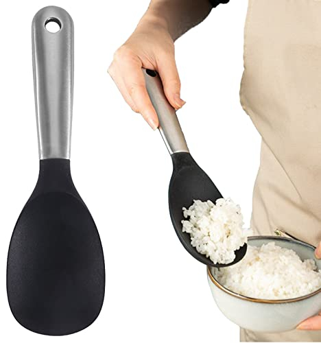 Servierlöffel Aus Edelstahl Kochlöffel Für Die Küche Küche Löffel Aus Silikon Küche Reisschaufel Spülmaschinenfest Silikon Löffel Edelstahl Servierlöffel Reislöffel Aus Silikonbeschichtetem Edelstahl