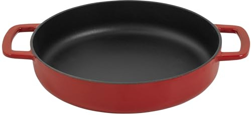Combekk Gusseisenpfanne, Dutch Oven, Frei von BPA und PFAS, 100% Recycelt, 24cm, 2 seitengriffen Für alle Herdarten, Rot