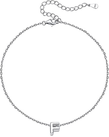 ChicSilver BFF Süße Fußkettchen mit Buchstabe F Damen Silber Buchstabenanhänger Letter Chain mit Geschenkebox für Sie und Ihre Lieber