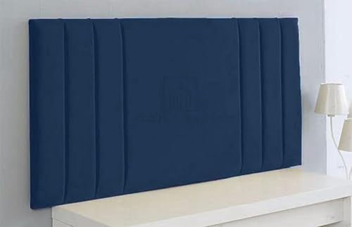 Elixir Furniture RIO 3 Divan Bed Headboard | Plush Velvet Fabric Headboards for 5ft King Size Bed Frame | Elegant design with wooden material headboards for beds (Blue, 5ft King Height-20inch)