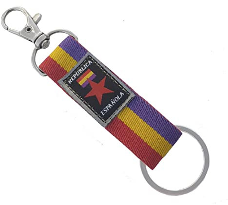 Tiendas LGP - Llavero Bandera Republicana y Lona, Republica Española, con anilla y mosquetón.