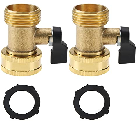 Create idea 2 Stück Messing 3/4 Gartenschlauchverbinder mit Unterlegscheiben Messing Absperrventil 3/4 Zoll Wasserschlauch Ausschalten Ventil Anschluss für Garten Sprays Bewässerungswerkzeuge