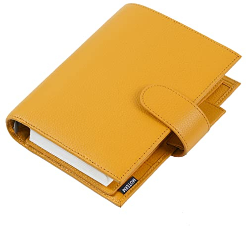 Moterm Personal Luxe Ringe Planer - Echtes Leder Binder Organizer (30mm Ring, Kiesel-Senf)