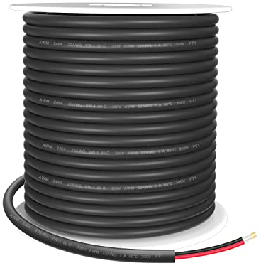 AOTOINK 100FT/30M 22 Gauge 2 Conduttori 22AWG Cavo Elettrico 2x0,32mm² 0,46mm²-Esterno Cavo LED a Bassa Tensione in Rame Stagnato Esterno per Strisce LED Lampade Llluminazione Automobilistica