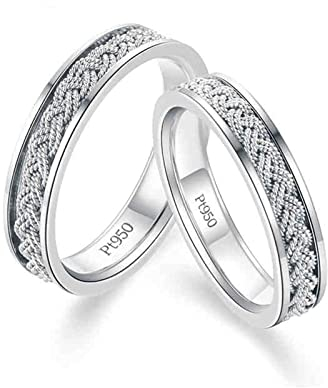 Epinki 950 Platin Verlobungsring Damen, Pärchen Ringe Kreuz Deisgn Trauringe Hochzeitsring Echtgold Schmuck