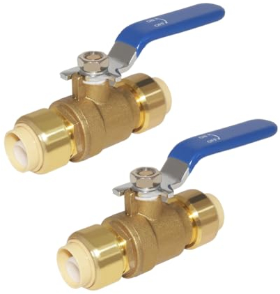 Hooshing 2 Stück 1/2 Zoll Push-Fit Kugelhahn Absperrventil Wasserhahn Push-to-Connect, PEX, Kupfer, CPVC, PE-RT, massives Messing