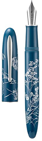 erofa Hongdian N23 Blau Hase Füllfederhalter, Iridium Extra Feine Feder Silber Trim, Neujahr Glück Hase Schnitzerei Design, Glatt Schreibstift mit Konverter und Metall Stift Box Set