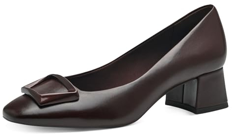 Tamaris Damen Pumps Leder Blockabsatz; MAHOGANY LEATHER/braun; 39 EU