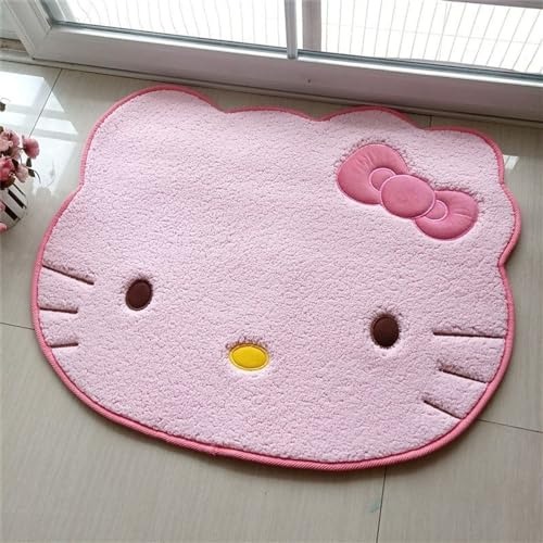 SOFPRO Kawaii-Teppich, superweich, niedliches Cartoon-Kätzchen-Gesicht, Schlafzimmermatten, luxuriös, zottelig, hochsaugfähig und rutschfest