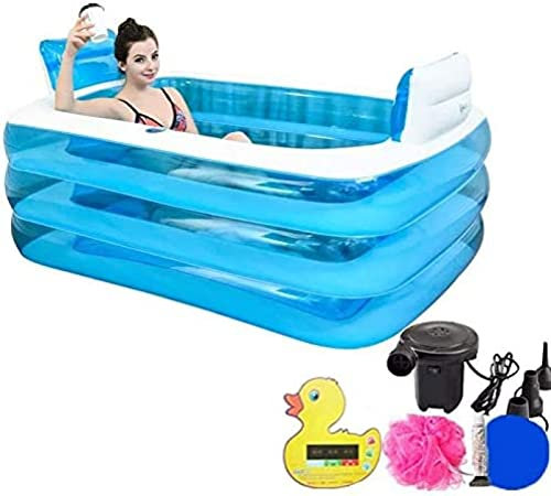 Piscina Gonfiabile, Vasca Da Bagno Gonfiabile, Vasca Da Bagno Pieghevole, Con Pompa Ad Aria Elettrica, Con Poggiatesta E Portabicchiere, Rettangolare, Per Giardino, Cortile, Festa Estiva,180*140*6