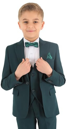 Festliche Slim Fit Anzüge für Jungen mit Fischgrätenmuster 8-Teiliges Set