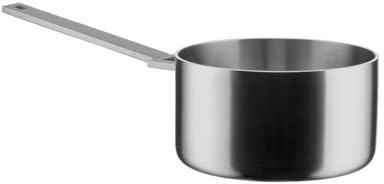 Alessi Convivio DC105/16 - Trilamin Design-Kasserolle mit Langem Stiel, Geeignet für Induktion, Edelstahl und PVD mit Magnetischem Stahlboden, 16 cm, Satiniert