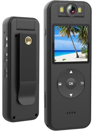 4K Mini Body Camera, WiFi Pocket Worn Camera Wearable Small Video Recorder with 180° Rotatable Lens and Clip, Night Vision Sports Camera Portable Police Body Cam for Guard
