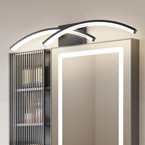 EIDEARAY LED Spiegelleuchte,60cm Badezimmer Lampe 15W 1250lm,Spiegellampe für bad, Modern Schwarz Badlampe Badleuchte wand Aluminium für Wohnzimmer Schlafzimmer Wandleuchten