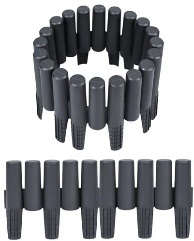 XINZI Bordure de pelouse - 2,8 m - En plastique - Aspect bois - Bordure de jardin - Bordure de tonte - Palissade de jardin - Décoration de jardin - 10 pièces - Anthracite