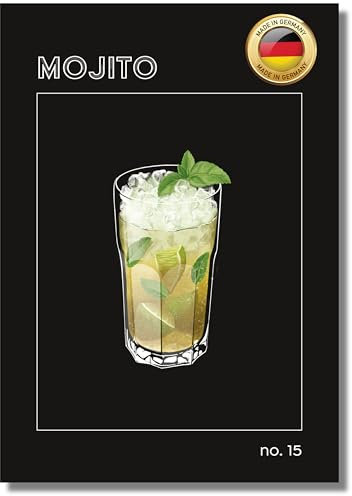 NEUBACH HOME - Cocktail Poster - Mojito - 50x70 cm - Wandbilder für Schlafzimmer Wohnzimmer Küche als Deko Zubehör - schwarz modern aesthetic - Ohne Bilderrahmen