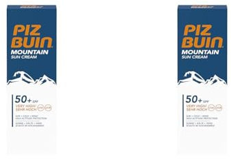 Piz Buin Mountain Sun Cream, Sonnencreme, Sonnenschutz Wintersport, Hoher Schutz vor Sonnenbrand, Kälte und Wind, LSF 50+, 50 ml (Packung mit 2)